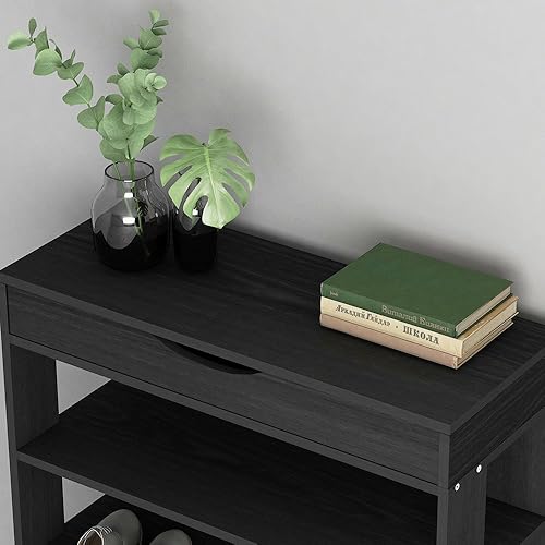 Miniatura 5 de DlandHome Zapatero de 5 niveles, zapatero de madera, zapatos de tacones, zapatos de tenis, organizador de almacenamiento para entrada, pasillo,