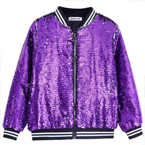 Boys Flip Sequin Jackets Striped Collar Bomber Varsity for Kids Glitter Birthday Coat Shiny Boy Clothes