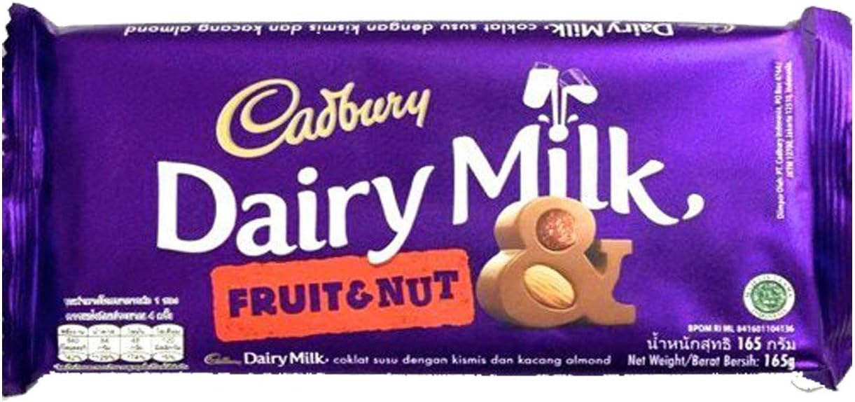 Cadbury Dairy Milk Fruit and Nut Chocolate Bar Pouch, 165 Grams