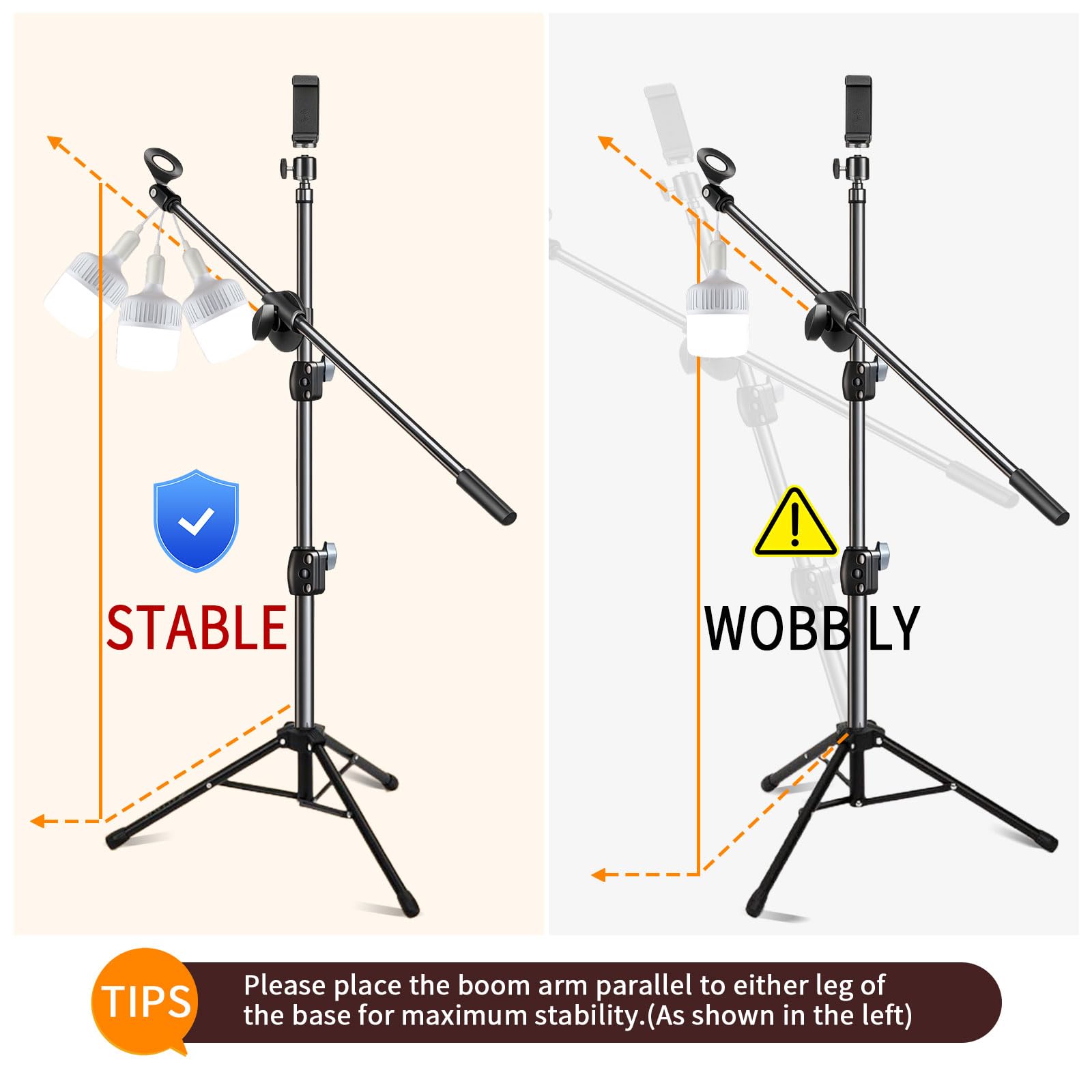 Support de Microphone de bureau Support de Microphone de Table Multifonctionnel réglable avec Clip de Microphone,Clip de Téléphone portable,Adaptateur métallique (Long Stand 2.1M)