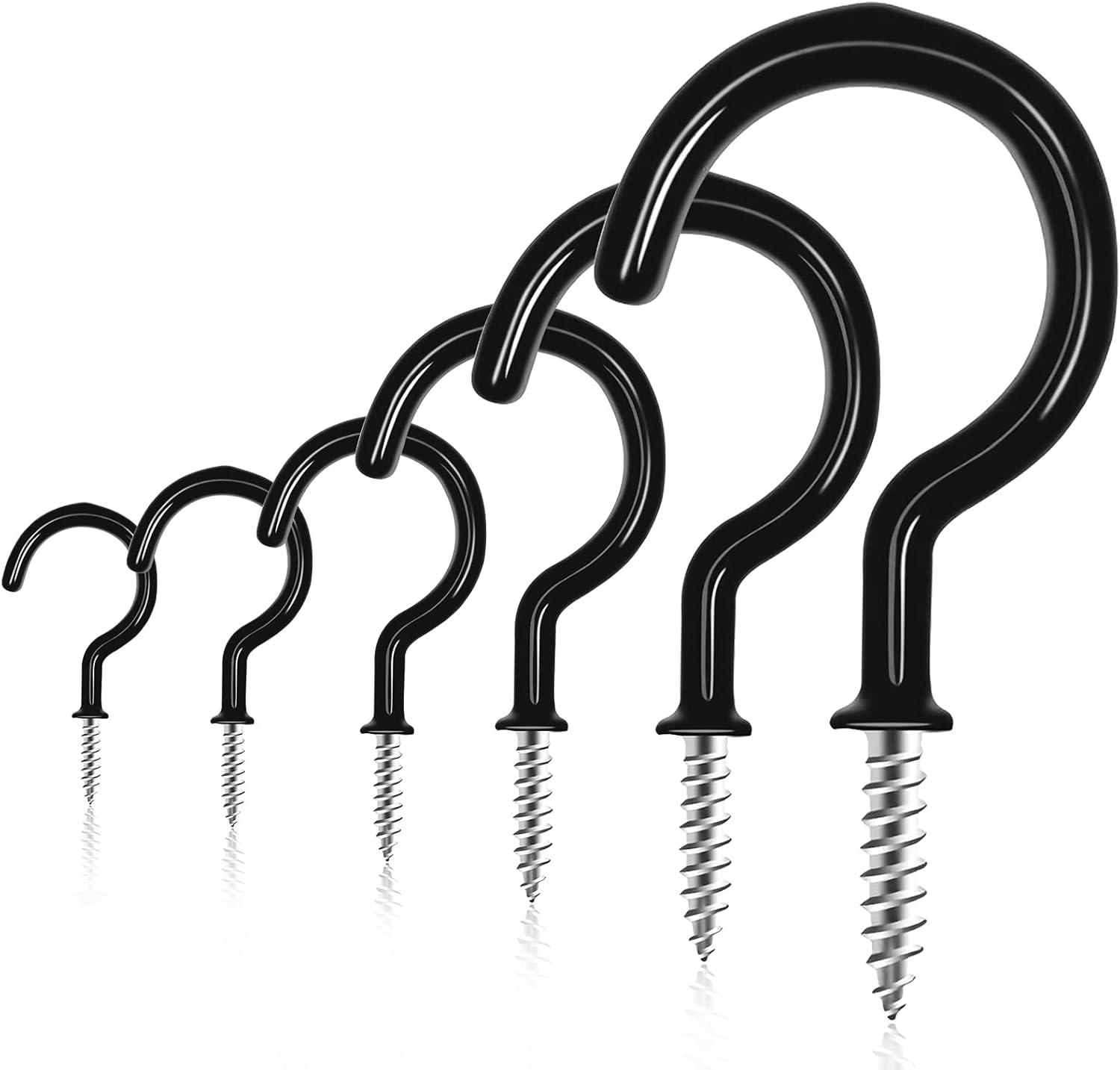 Cup Hooks Kit,100 PCS Screw in Cup Hooks,6 Size Vinyl