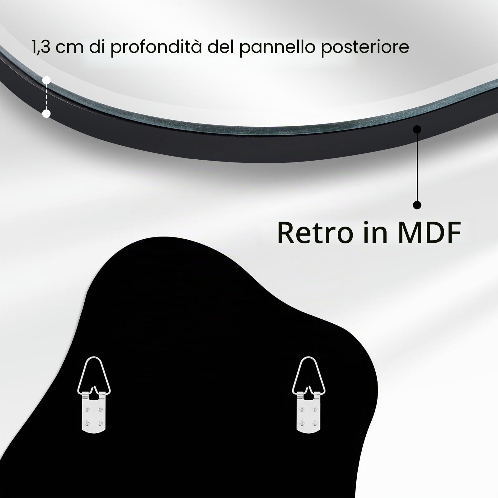 Muzilife Specchio asimmetrico da appendere, grande specchio da parete senza cornice con retro in MDF da 58x70 cm, specchio da tavolo irregolare per soggiorno, camera da letto, bagno, corridoio