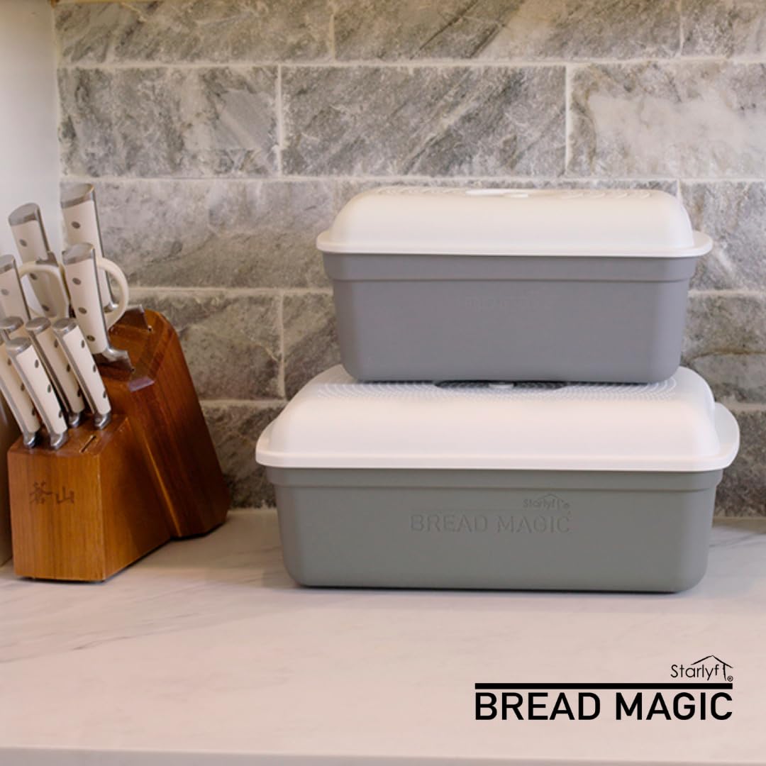 STARLYF Bread Magic Bane conserva pane e dolci, traspirante, croissant, panini, fette, baguette, sempre fresco. Grande capacità per tutta la famiglia (32 x 17,5 x 15 cm)