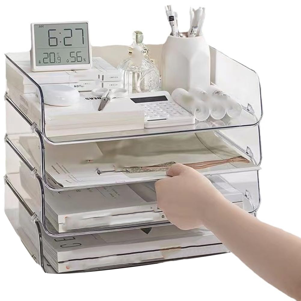 Jnchdghwa Stackable Brochure Holder A4 Document Paper Organizer Magazine Organizers with Stable Base