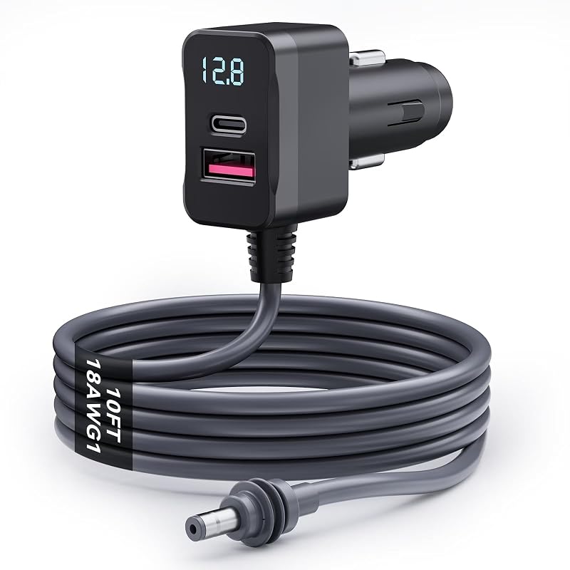 Adaptador automotivo para Starlink Mini Zhaumim com cabo 3 em 1 de 3,05 m, visor de tensão e USB-C PD 36 W – 12 V a 24 V