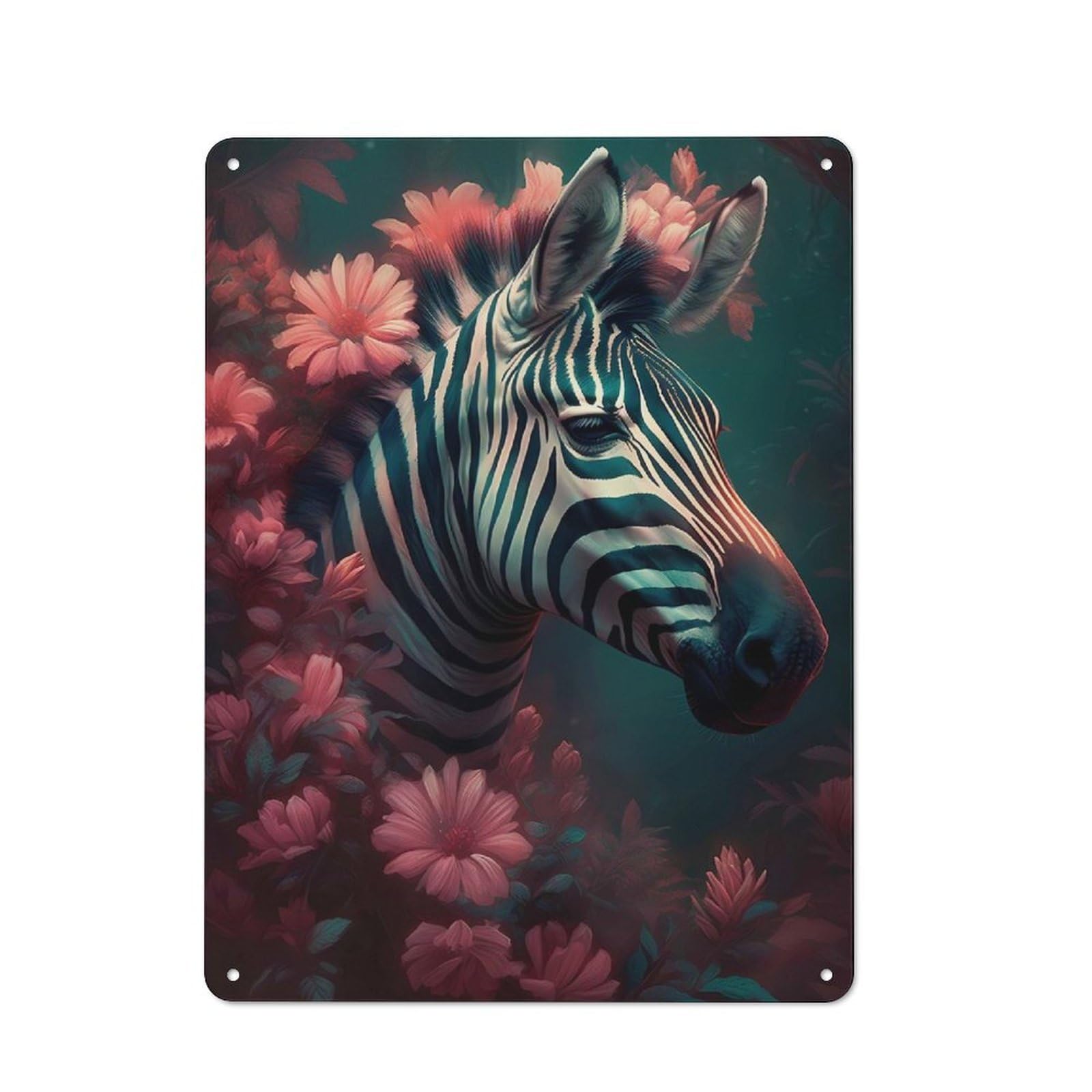 Vintage Cafe Metal Sign 40x30cm Featuring Zebra Enchantment, Bistro Wall Plaque for Cafe, Bistro, Bakery Or Restaurant