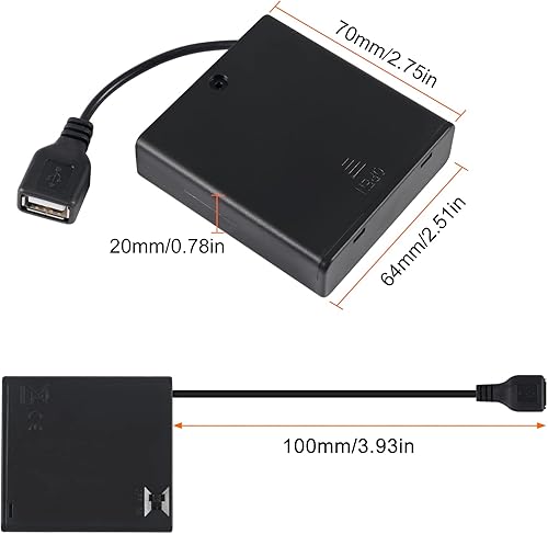 Miniatura 3 de 5pcs 4 AA titular de batería USB hembra Socket 4 AA caja de batería titular con cubierta e interruptor de encendidoapagado, cable USB