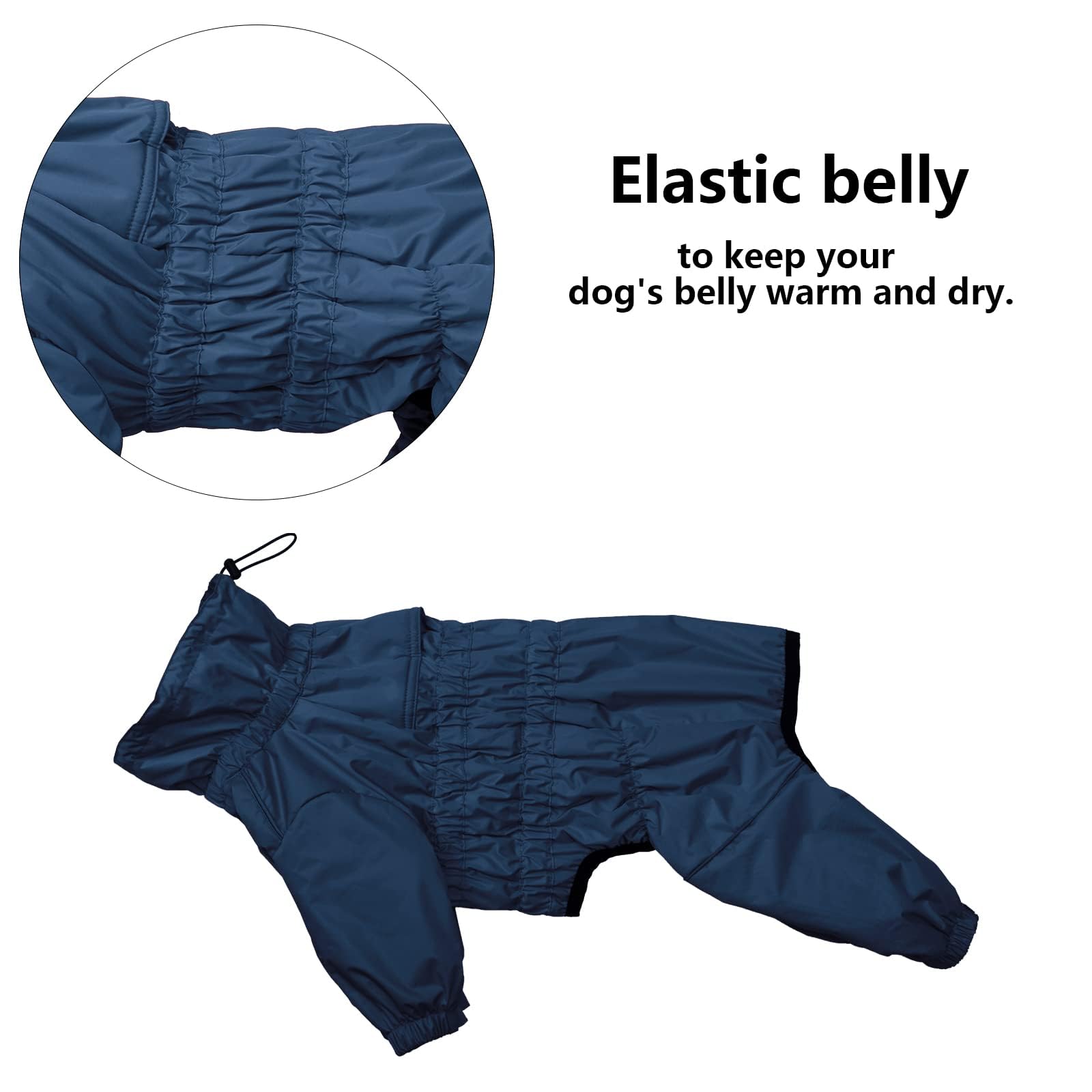 Abrigo Impermeable con Cuatro Piernas para Perros,con Forro Polar, 1/2 Pantalones Traje Pierna Abrigo de Invierno para Perro, para Cachorros Pequeños Mediano Perros-Azul Marino-S