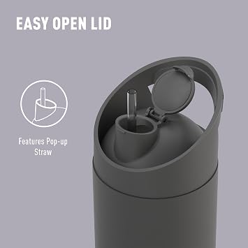 asobu Cosmic Water Bottle - 32oz/1 ltr Stainless Steel Chilled Water Bottle, Secure Grip Handle, Ideal for Travel, Fits Cup Holders, Keeps Beverages Cold, Black
