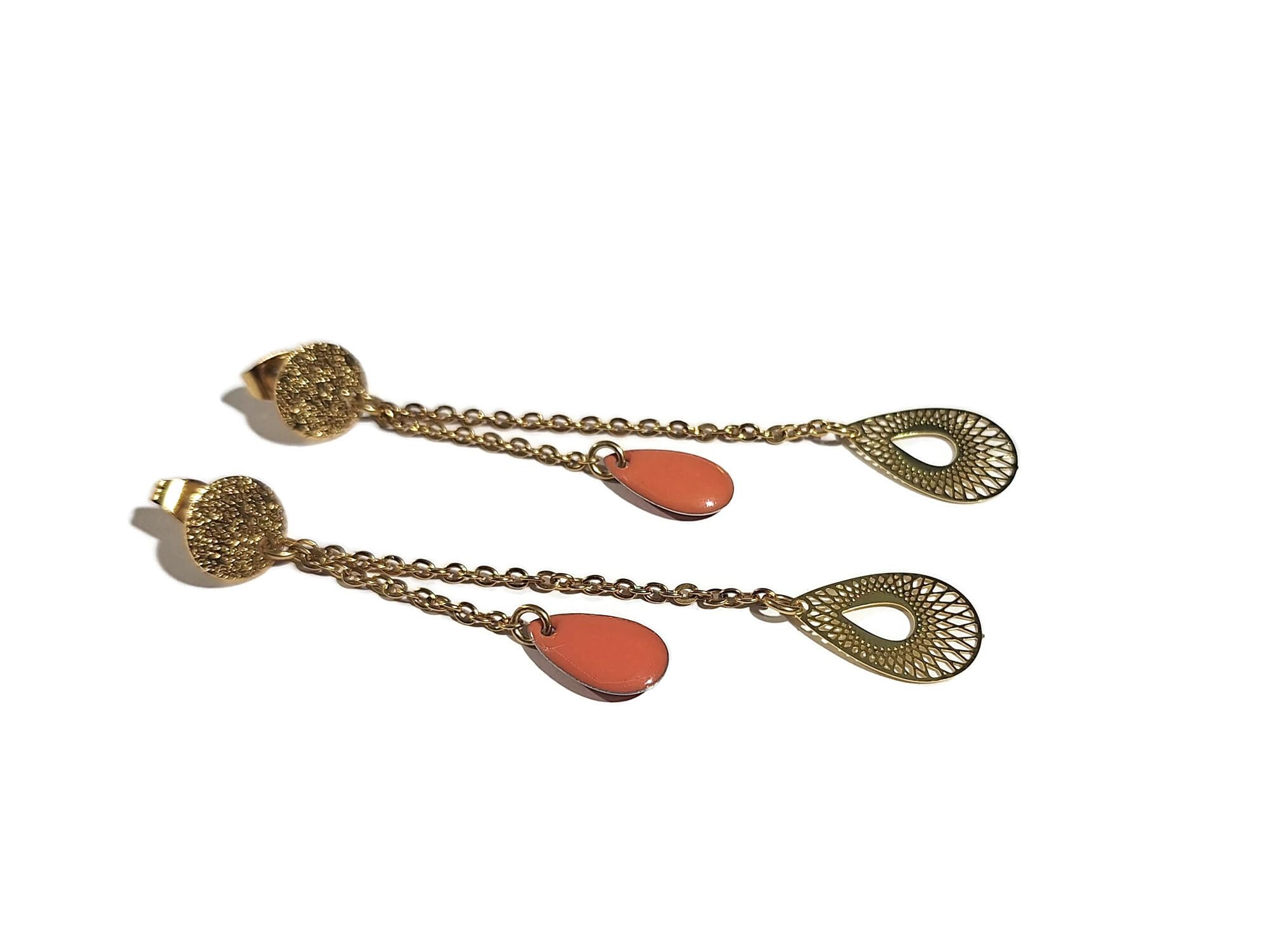 Boucles d'oreilles sequins goutte en acier inoxydable durable - 5