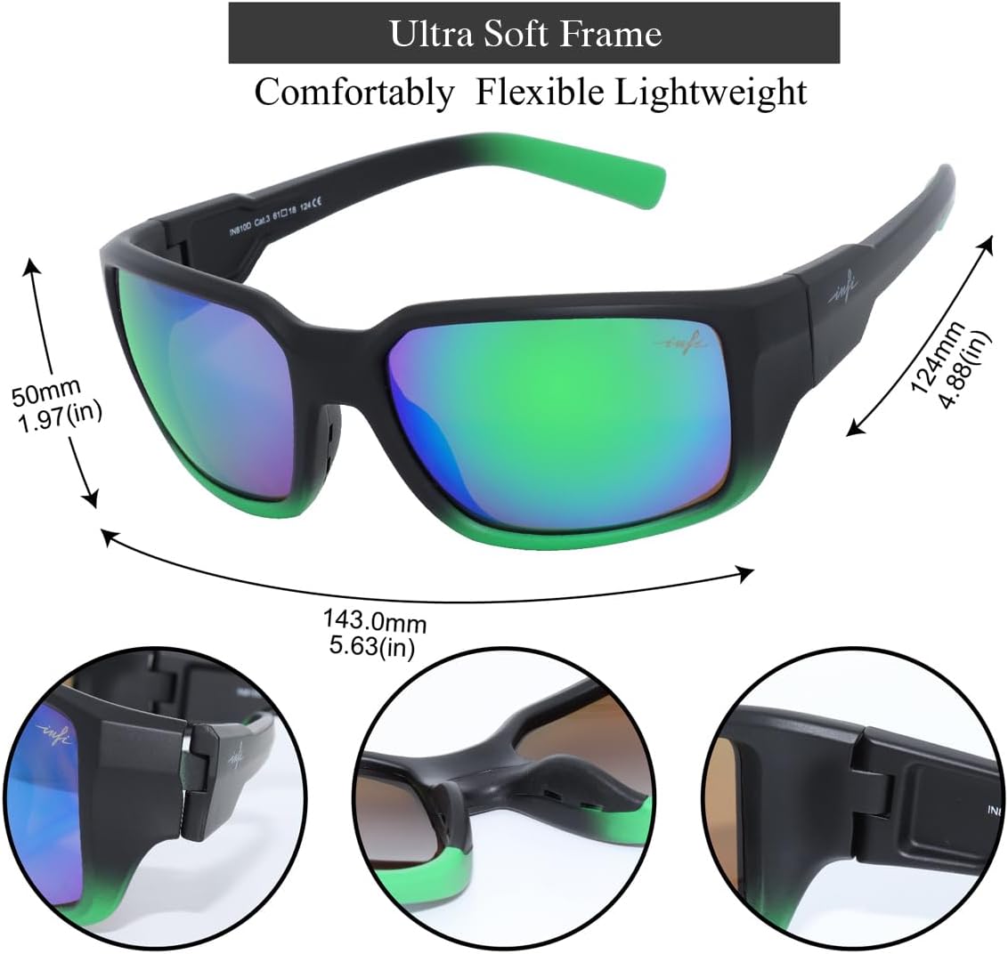 INFI Fishing Sunglasses Men Women Polarized Polycarbonate Lens Safety Protection Black Glasses Driving Golf Running Sports - Image 3