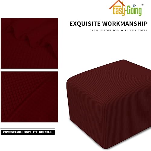 Vista 634 de Easy-Going - Funda elástica para taburete otomano, funda protectora para muebles, funda rectangular con parte inferior elástica Beige