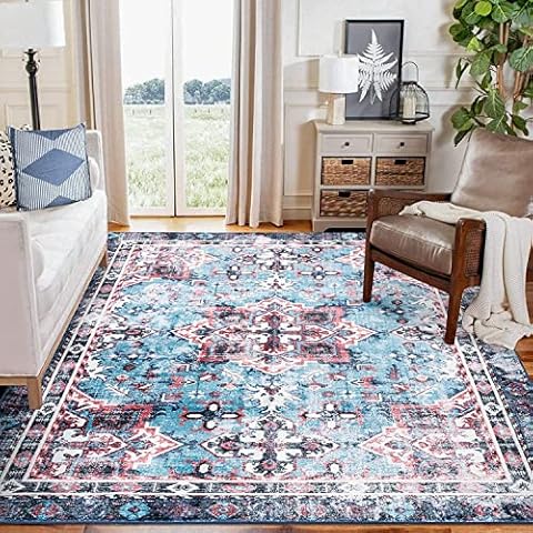 Carvapet Alfombra Lavable de Franela Medallón Floral Cover