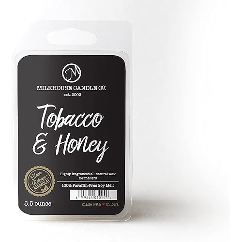 Milkhouse Candle Company Tobacco & Honey Soy Wax Melts - Cashmere & Honey | Amber | Sandalwood Scented - 5.5 oz, Hand-Poured, Premium Fragrance Oil, Made in the USA