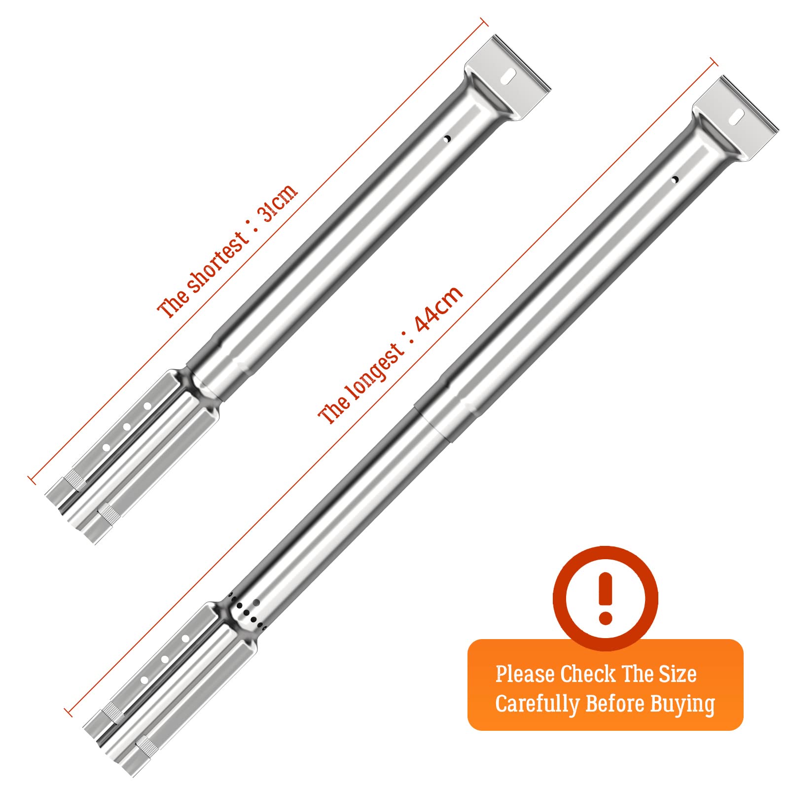 Quemadores Ajustables de 31 a 44 cm, Quemadores Universales de Acero Inoxidable, Accesorios para Barbacoa de Gas, Piezas de Repuesto para Tepro Master Forge Campingaz Charbroil