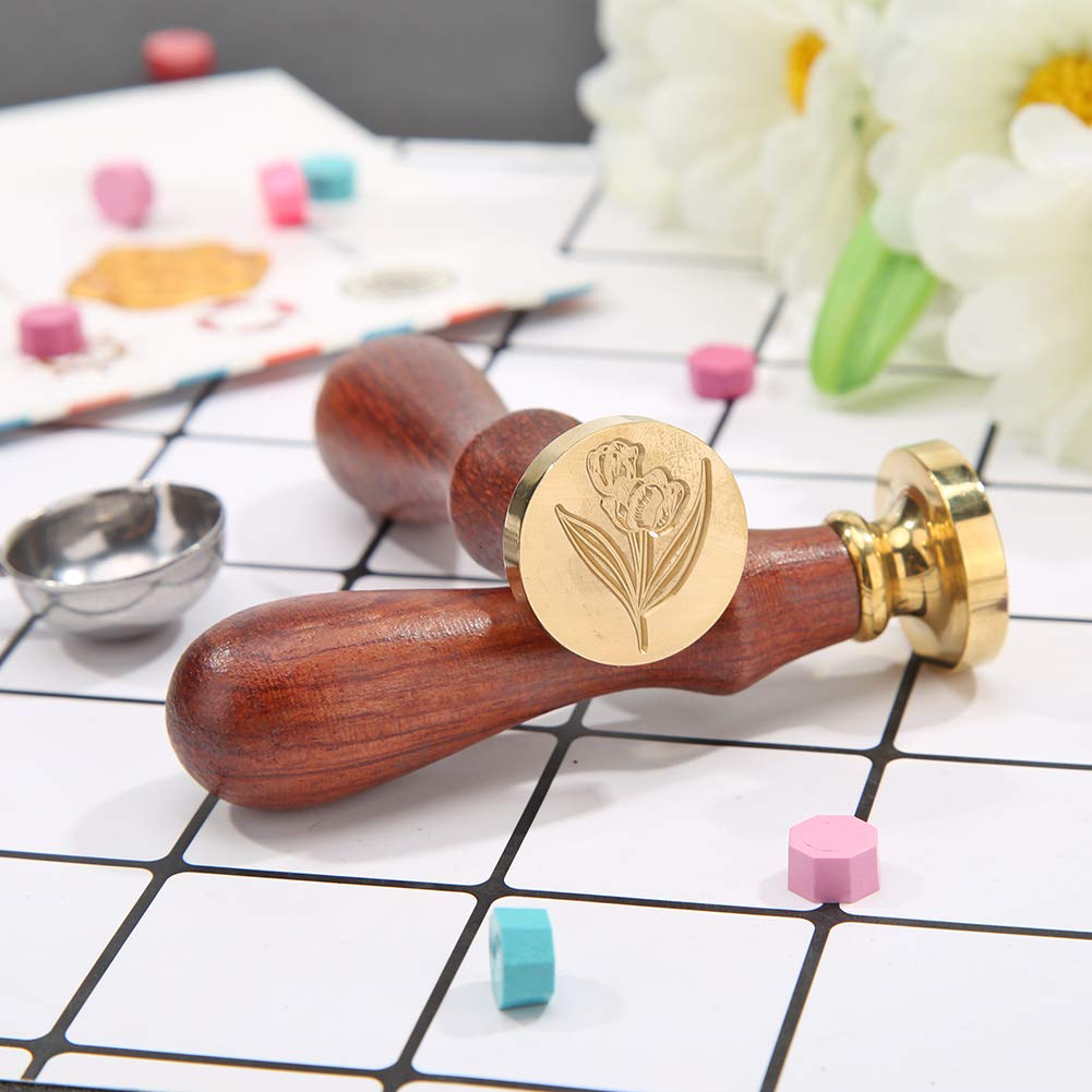 Timbro sigillo di cera Margherita in ottone ceralacca timbro fiore testa rimovibile manico in legno naturale for busta invito matrimonio abbellimento bottiglia decorazione regalo