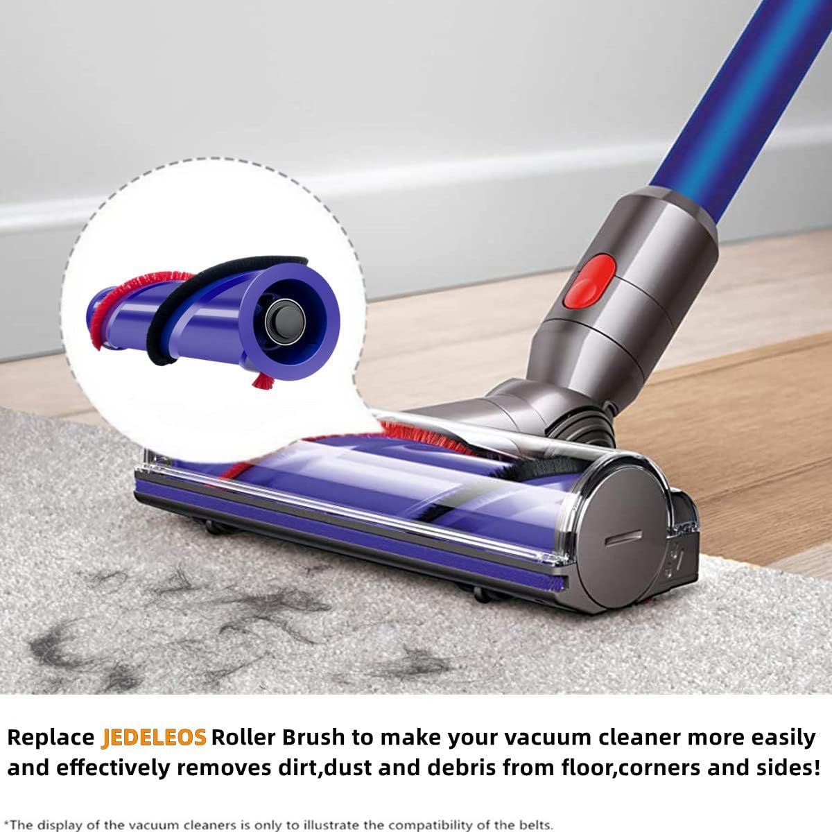 JEDELEOS Brush Roller for Dyson V6 Vacuum Cleaner 966084-01 Replacement Bar Assembly, Compared to Part 966821-01 (4 Prong Drive & No Screw)