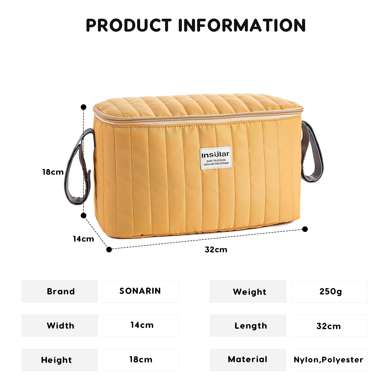 SONARIN Multifonctionnel Imperméable Sac de Rangement pour Poussette,Organisateur de Poussette Landau Universel Sac de Rangement pour Landau Portable Léger Sac de Maman