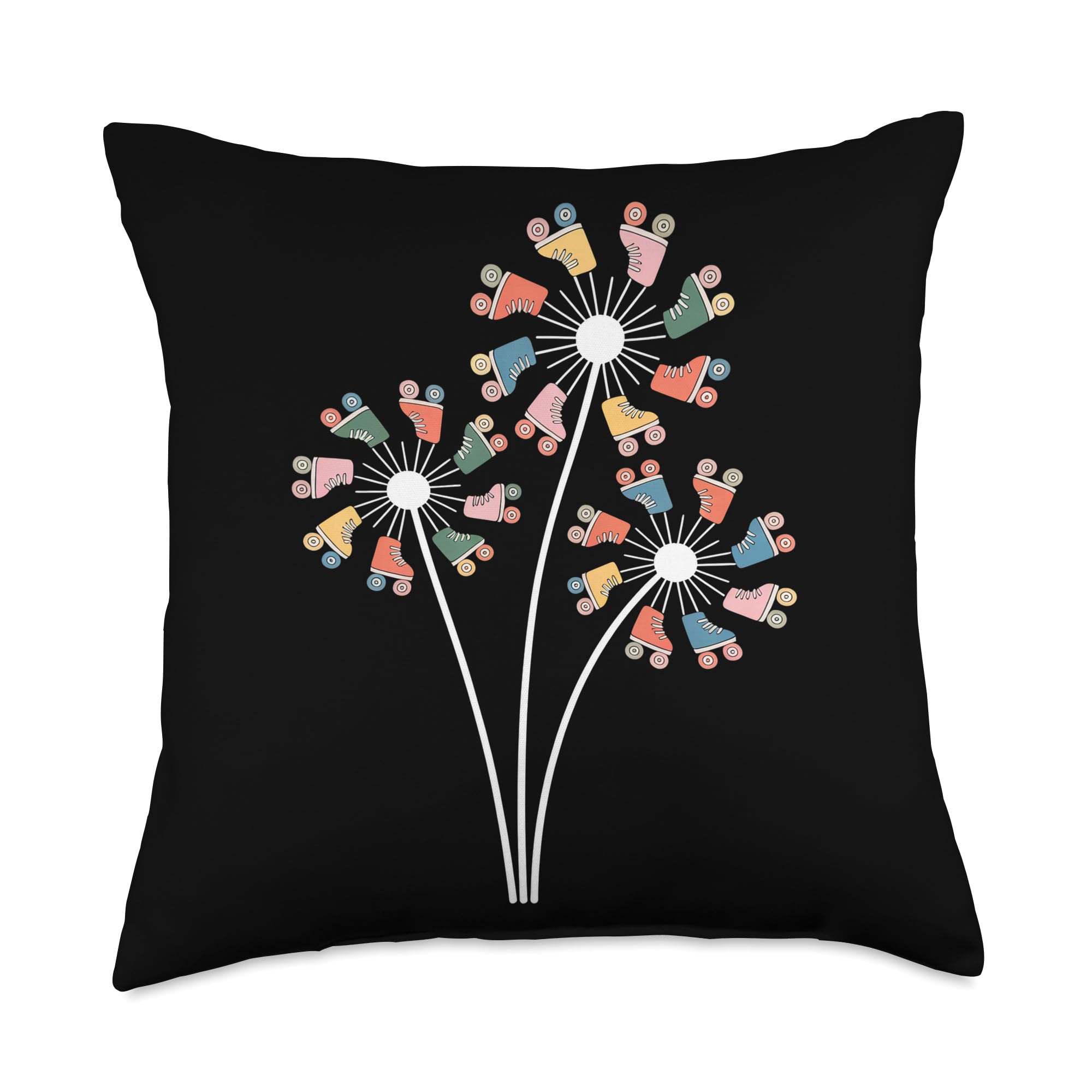 Retro Dandelion Roller Skate Shoes Skater Roller Skating Throw Pillow