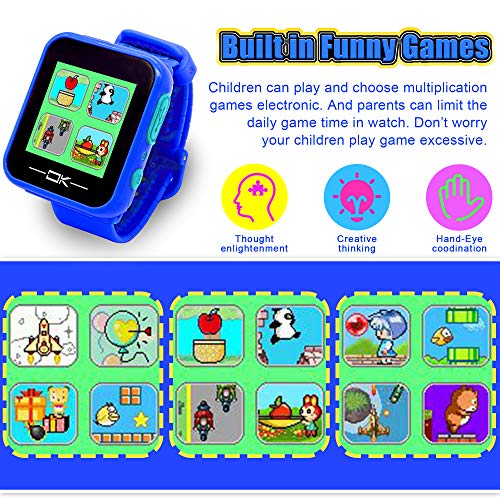 Pussan Kids Smart Watch for Boys Kids Toddler Watch Toys for 3-10 Year Old Boys Kids Smartwatch Multi-Function Game Watch with Camera USB Charging Best Toy Christmas Birthday Gifts for Kids Dark Blue - Thumbnail 7