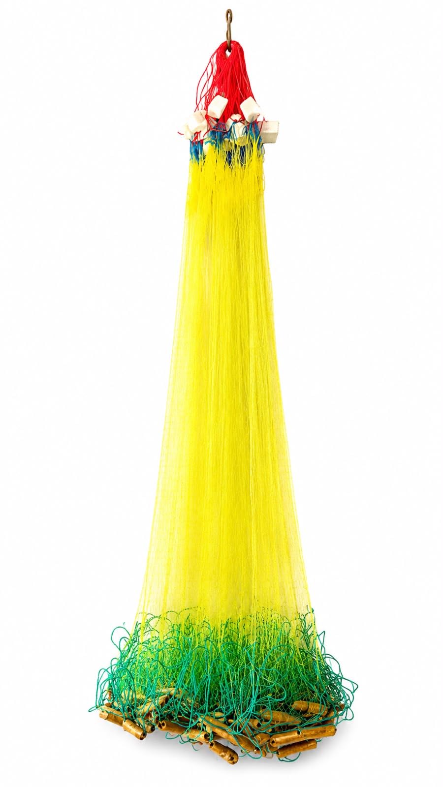 Half Finger Gillnet 18mm Mesh Yellow jaal Multicolour suto | Weighted Lead Sinkers, Float Line Included, Easy Throw Design, Freshwater Fishing, Nylon Mesh Net-image-8