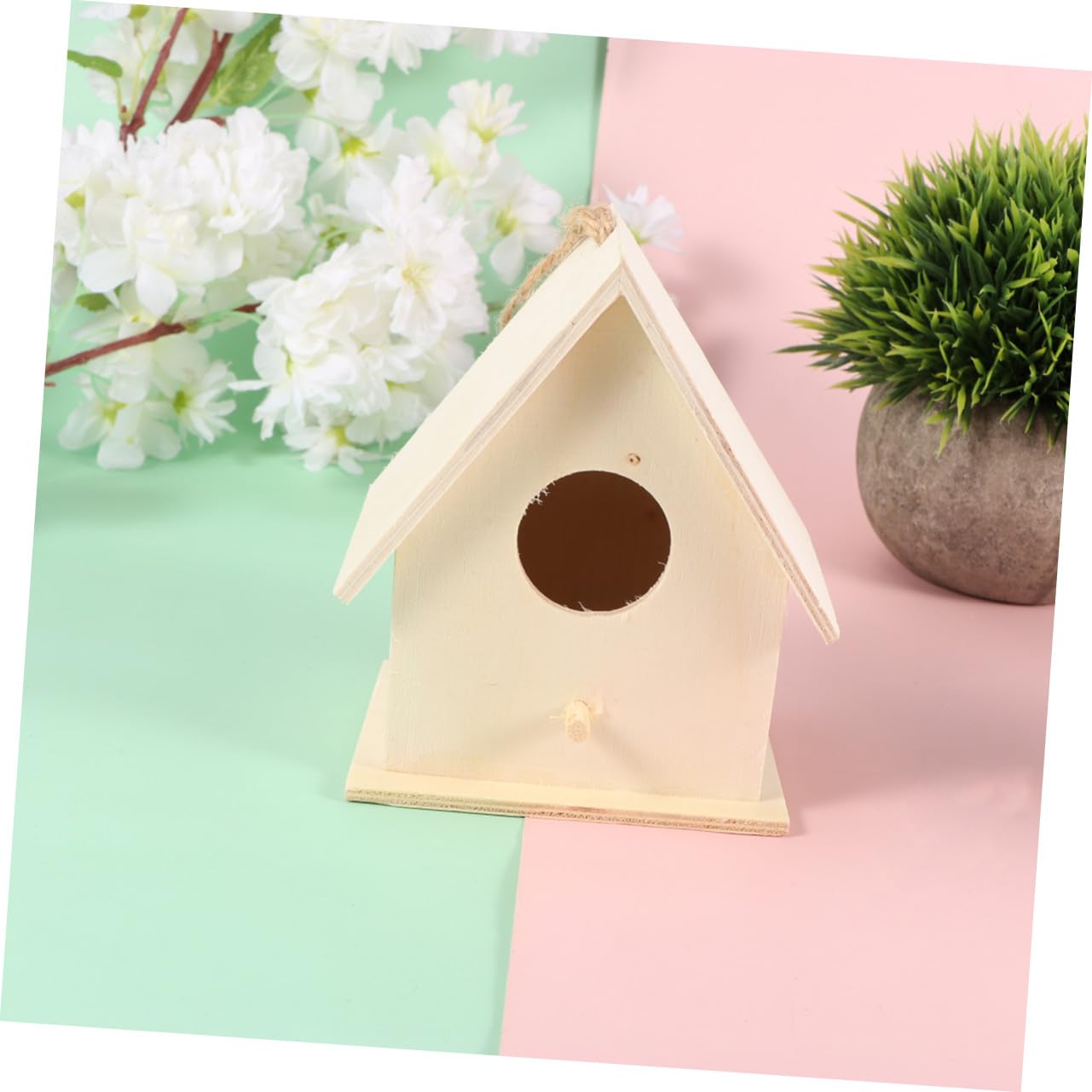 PLAFOPE 6 Stück Teiliges DIY Holz Vogelhaus zum Bemalen Stabiler Stand Kinderfreundliches Lernspielzeug Vielseitiges Bastelset für Zuhause Büro Dekoration Inklusive Aufhängeseil