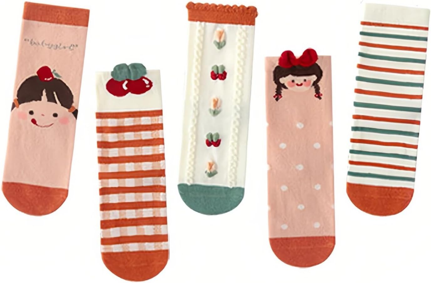 Girls Socks Cute Cartoon Mid Calf Crew Socks for Girl 2-12 Years