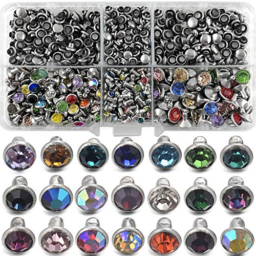 500 Sets Mixed Colors Cz Crystal Rivets Rhinestone Rivets Studs