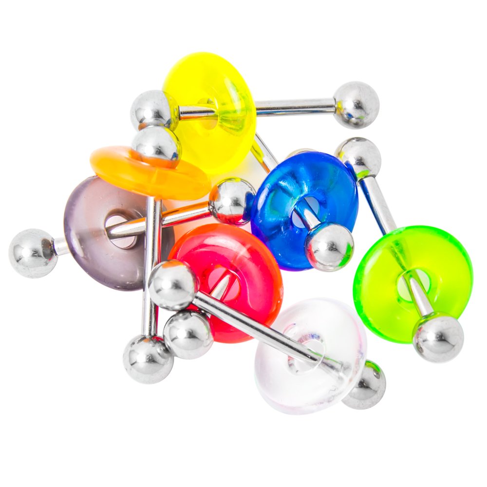 Piercing Langue en Acier - Barbell - Différentes Couleurs - Epoxy Scintillant