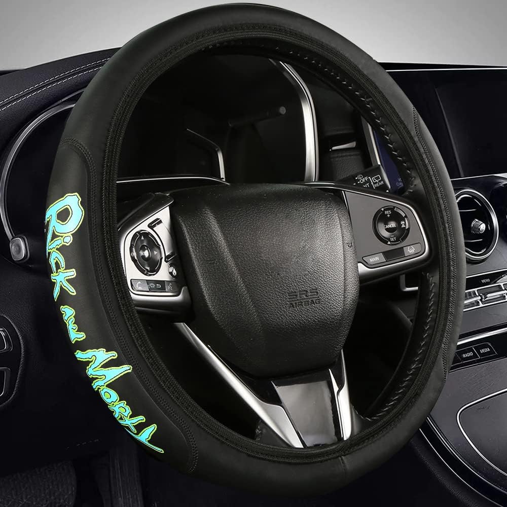kongda Genuine Leather Steering Wheel Cover Compatible with Rick and Morty