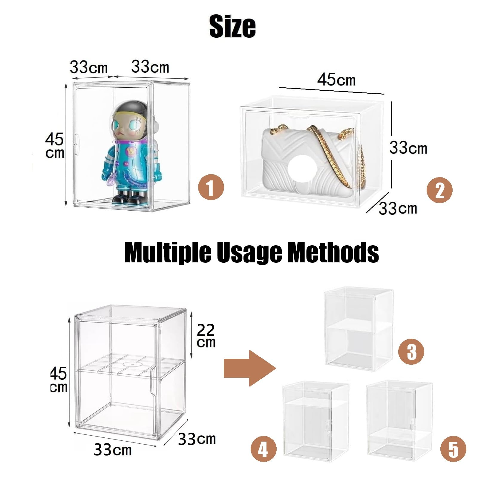Vitrine Acrylique 2 Niveaux 36×27×27cm - Boîte Présentation Transparente Pour Figurines Et Collections