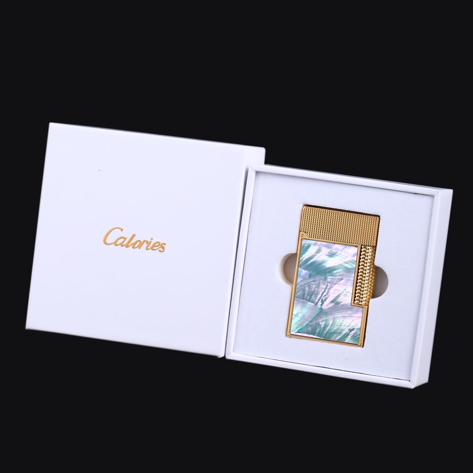 Encendedor de butano, decoración de carcasa de cobre, encendedor de gabardina de encendido deslizante lateral para hombres, para padres y maridos