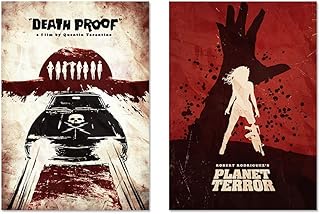 Fan Art 2 Pieces Poster Set Compatible With Quentin Tarantino Death Proof and Planet Terror Poster