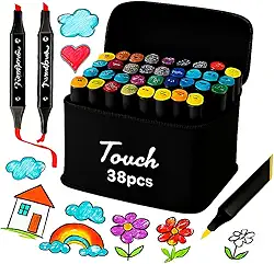 Caneta Marcador Dupla Ponta 36 Cores – Kit Profissional Para Desenho, Colorir, Lettering e Mangá com Estojo de Transporte Resistente