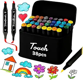 Caneta Marcador Dupla Ponta 36 Cores – Kit Profissional Para Desenho, Colorir, Lettering e Mangá com Estojo de Transporte Resistente