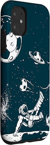 Miniatura 3 de Funda para iPhone 11 para teléfono de fútbol, amante del fútbol, jugador de fútbol espacial, funda de astronauta