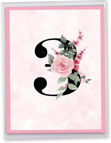 NobleWorks - Tarjeta de felicitación de aniversario de trabajo de 3er hito de nosotros 8.5 x 11 pulgadas con sobre (paquete de 1) trabajo floral