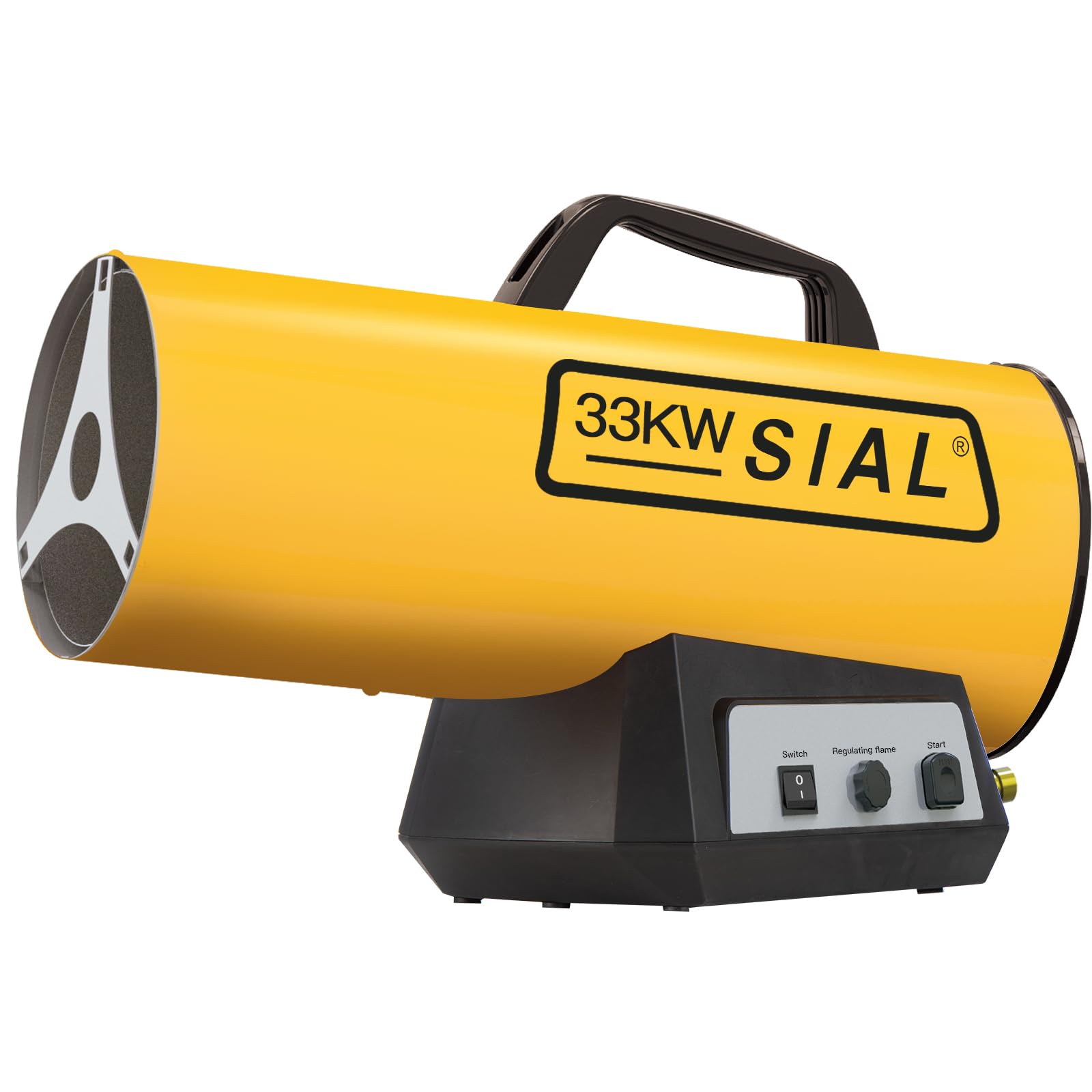 SIAL Calentador de Soplado de Gas Pistola Térmica de Gas Calentador Radiante de Gas Calentador de Radiación para Obra Soplador de Aire Caliente Interruptor Mecánico Encendido Piezo, Amarillo, 33KW