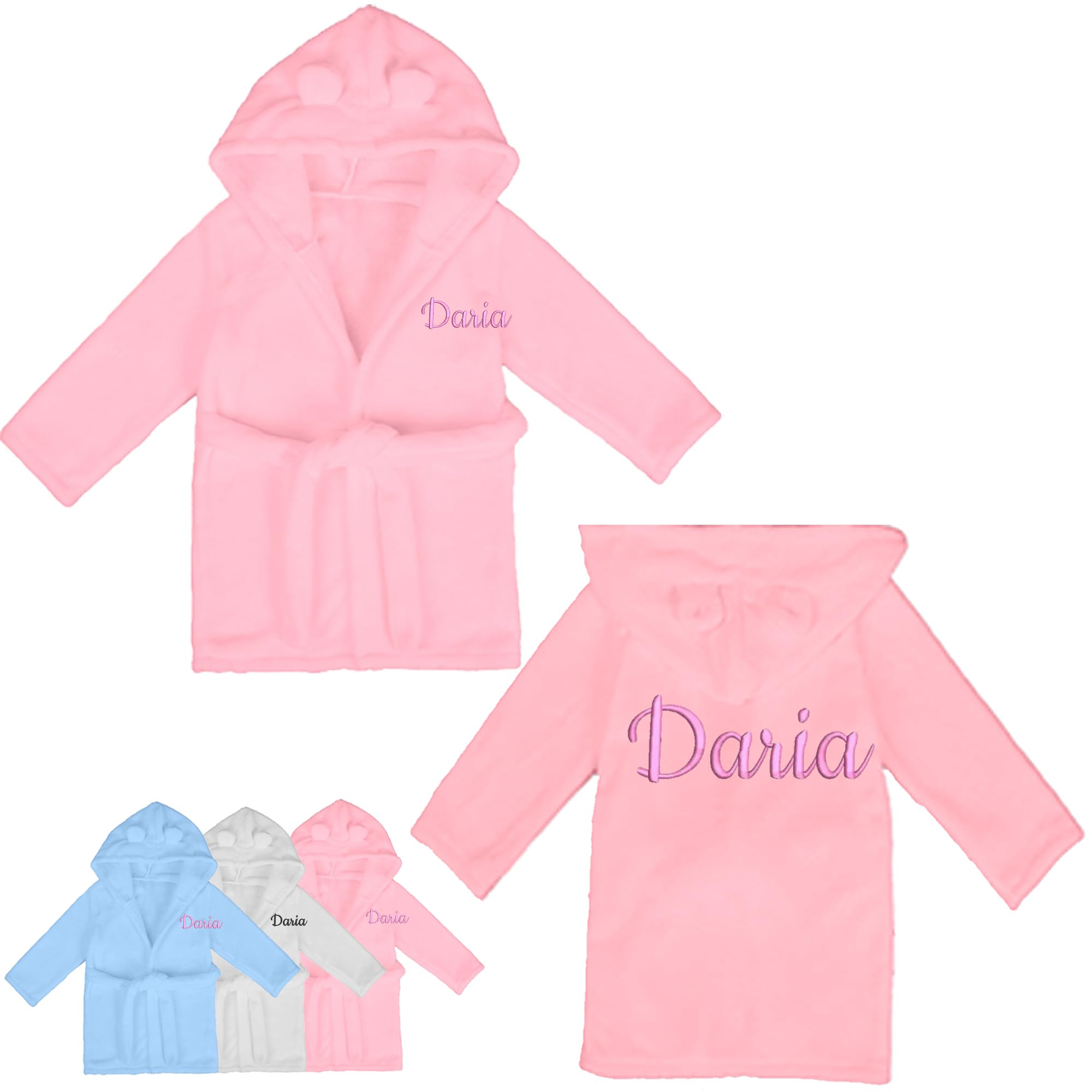 Peignoir Bébé Personnalisé avec Nom Brodé, Flanelle Douce, Cadeau Naissance