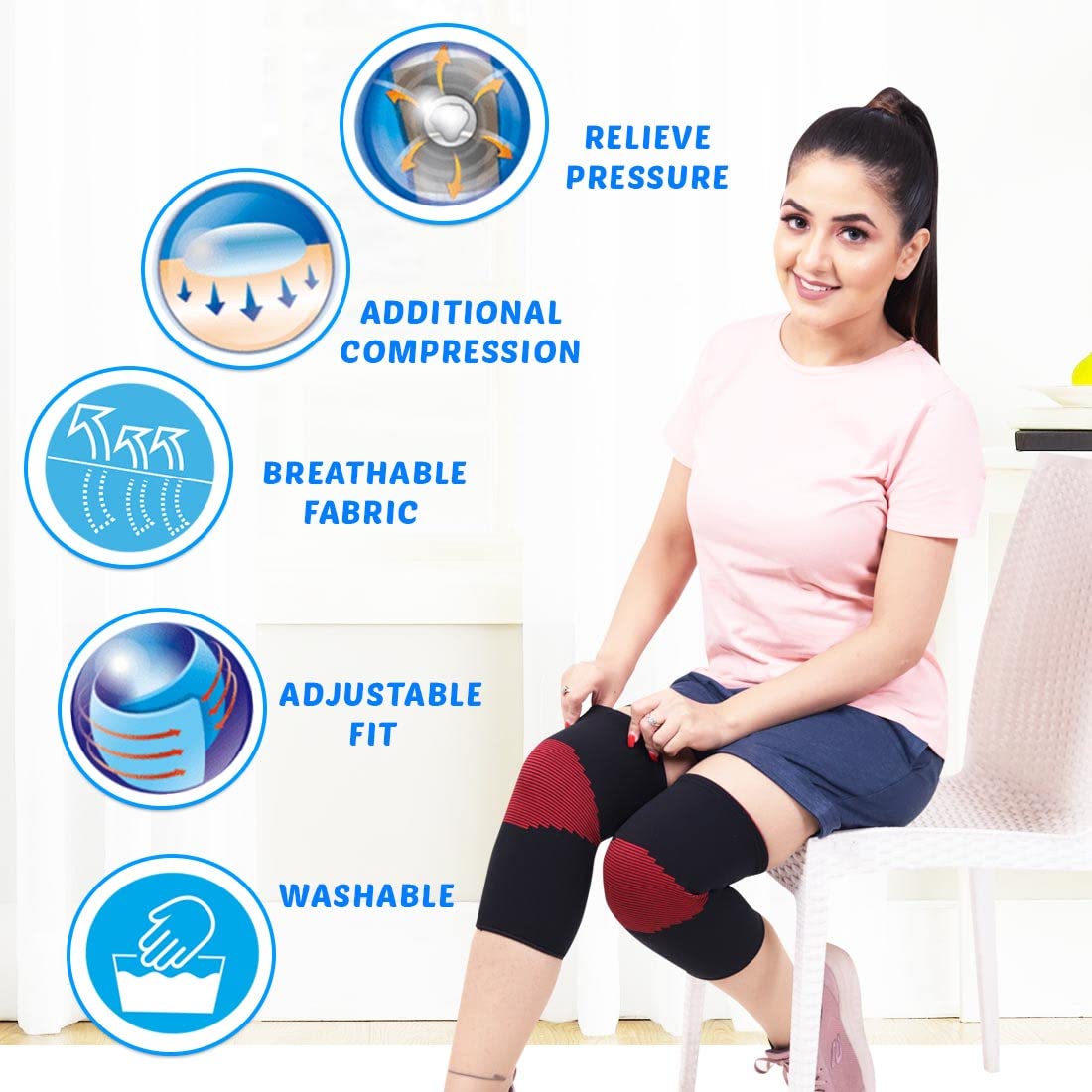 JSB BS61 Stretchable Knee Cap Support for Sports and Pain Relief (Pair) (XL) 1