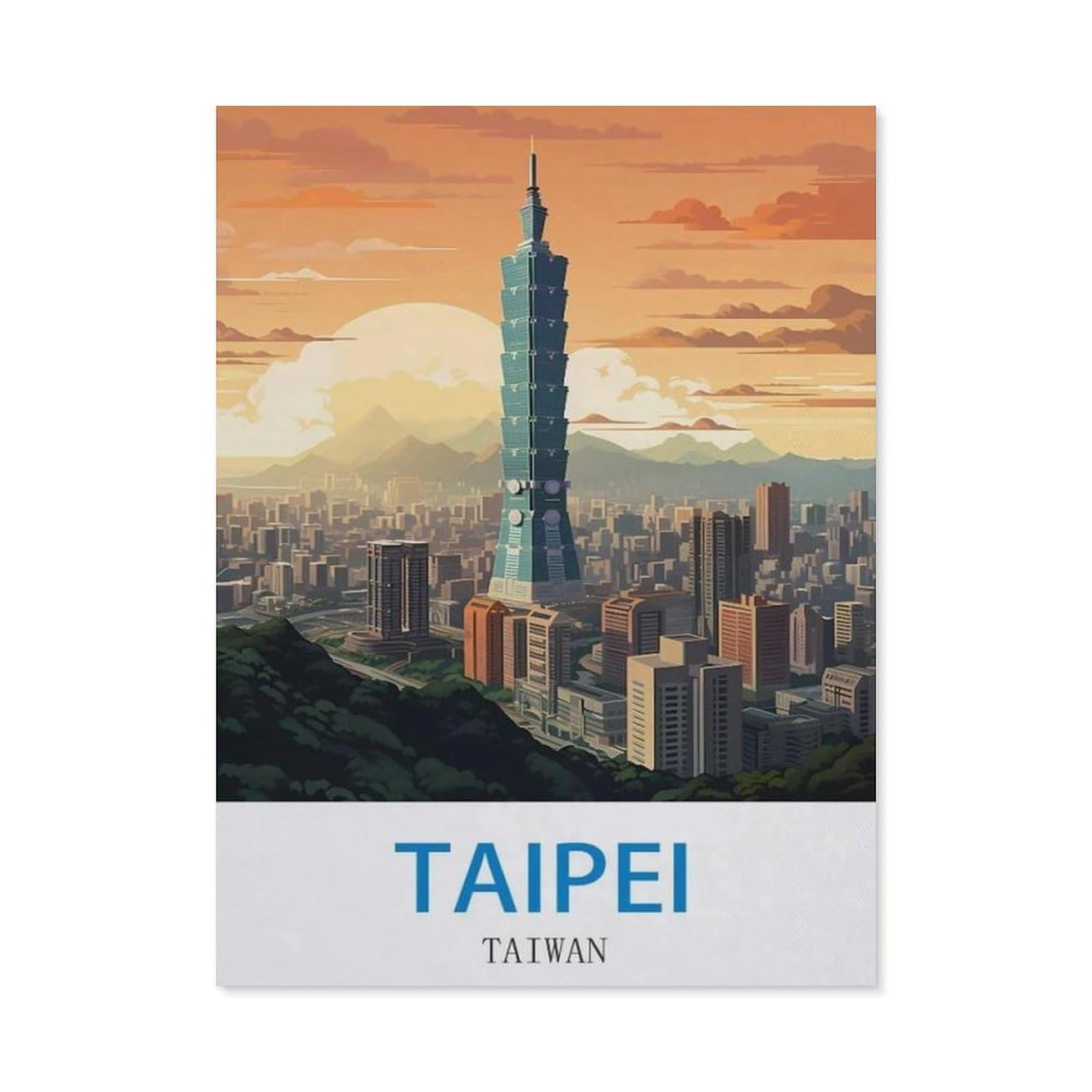 BEAYODKP 5D DIY Diamond Painting Kit，Taipei Taiwan，Crystal Mosaic Full Drill Round Diamond Painting Embroidery Accessories（40 x 50 cm/15.74 x 19.68 inches）-CM51