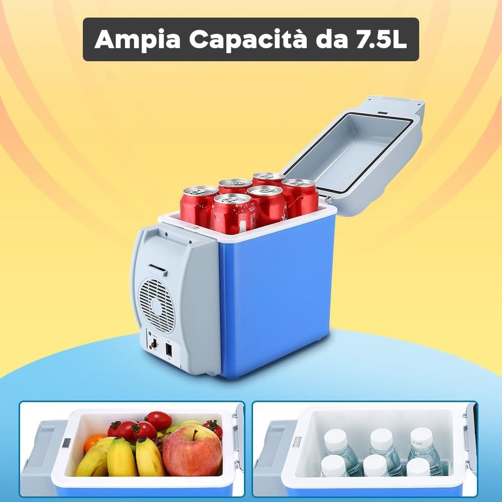 Mediawave Store - Frigo Portatile 079054 per Auto e Camping 2 in 1, Funzione Caldo e Freddo, Mini Frigorifero Portatile 12V da Viaggio e Campeggio 7,5 Litri