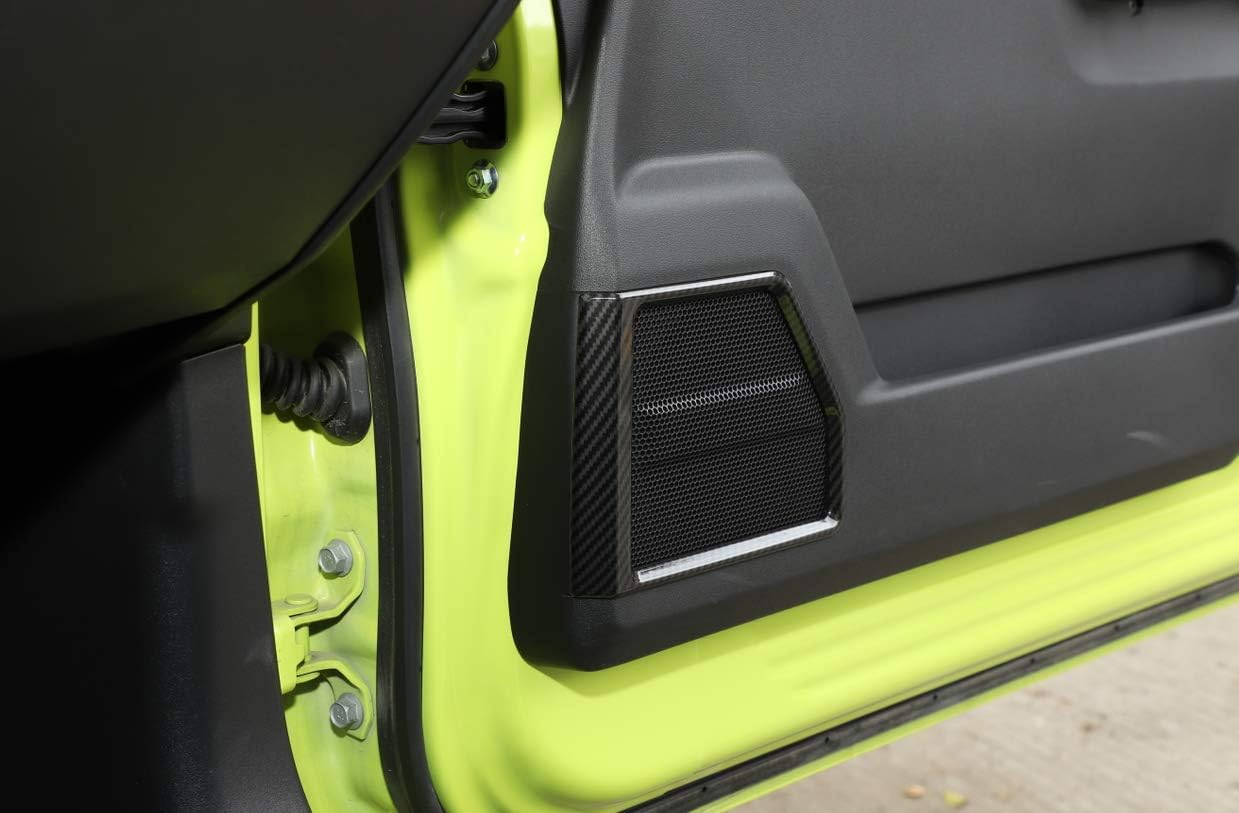 Nicebee 2pcs/Set ABS Interior Door Speaker Cover Ring Frame Auto Decoration Trim Cover for Suzuki Jimny 2019+ (Carbon Fiber Grain)