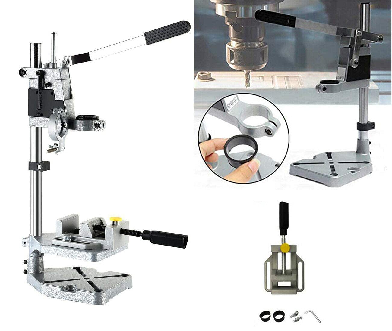 Supporto Trapano a Colonna 43 mm Mod. AM-6102B – Altezza 50 cm, Profondità Foratura 60 mm – Base 15x15 cm – Trasforma Trapano Manuale in Trapano a Colonna – Ideale per Falegnami e Fai da Te AM-6102B