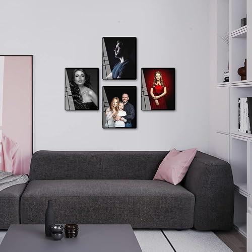 Miniatura 4 de Marco de fotos de 5 x 7 pulgadas, marco de vidrio transparente, marco de fotos colgante, mate para decoración de pared y mesa (5 x 7 pulgadas, negro)
