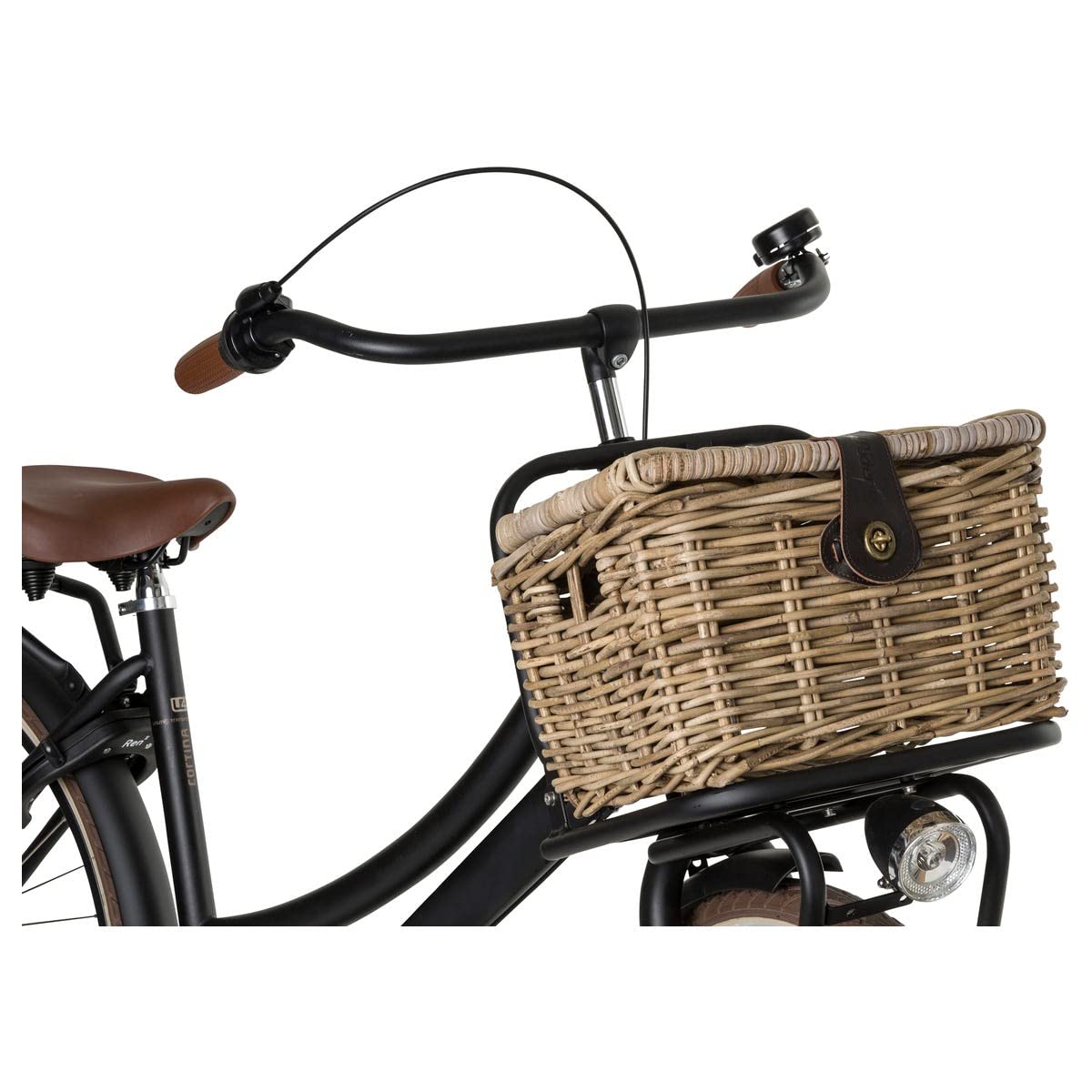 FAST RIDER Junior Fahrradkorb Vorne für Kinderfahrrad, 8L Fahrrad Korb für Schulranzen, Bike Basket mit Deckel, Ergonomisch, Modisch, Schutz vor Regen, Handgemacht - Rattan Beige