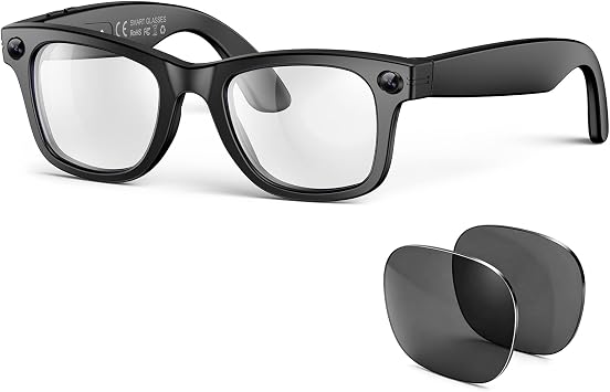 2026 AI Smart Glasses for Men Women,8MP 4K Camera Glasses,Supports AI Voice Control/Photo/Video/Audio Recording,Bluetooth Glasses with 133 Translations,Blue Light Blocking Lenses+Extra Sunglasses