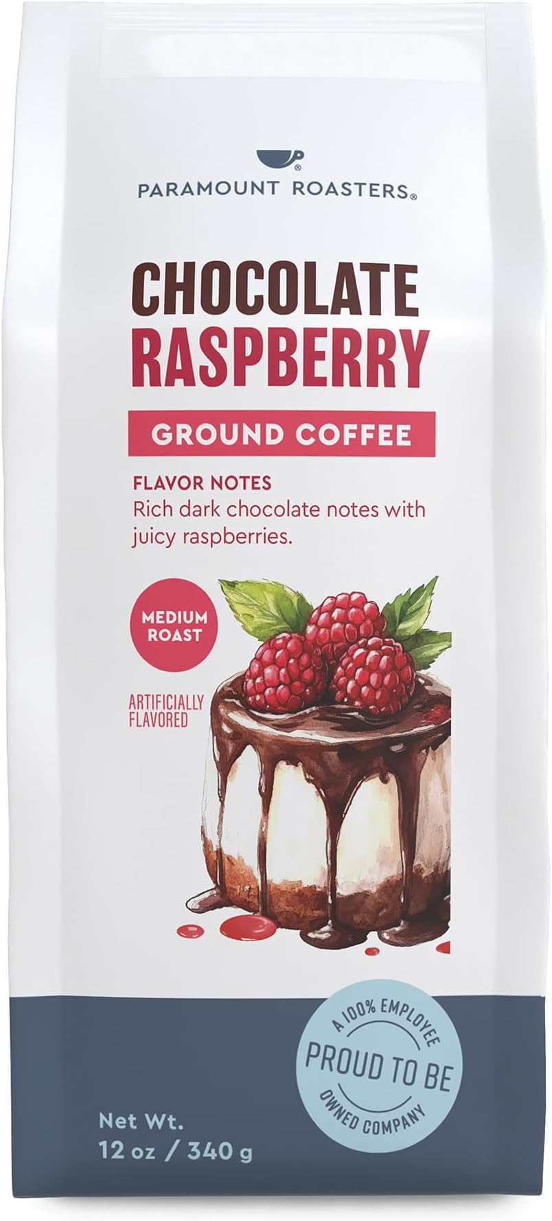 Chocolate Raspberry Flavored Ground Coffee, 12 oz medium roast, Paramount Coffee Company