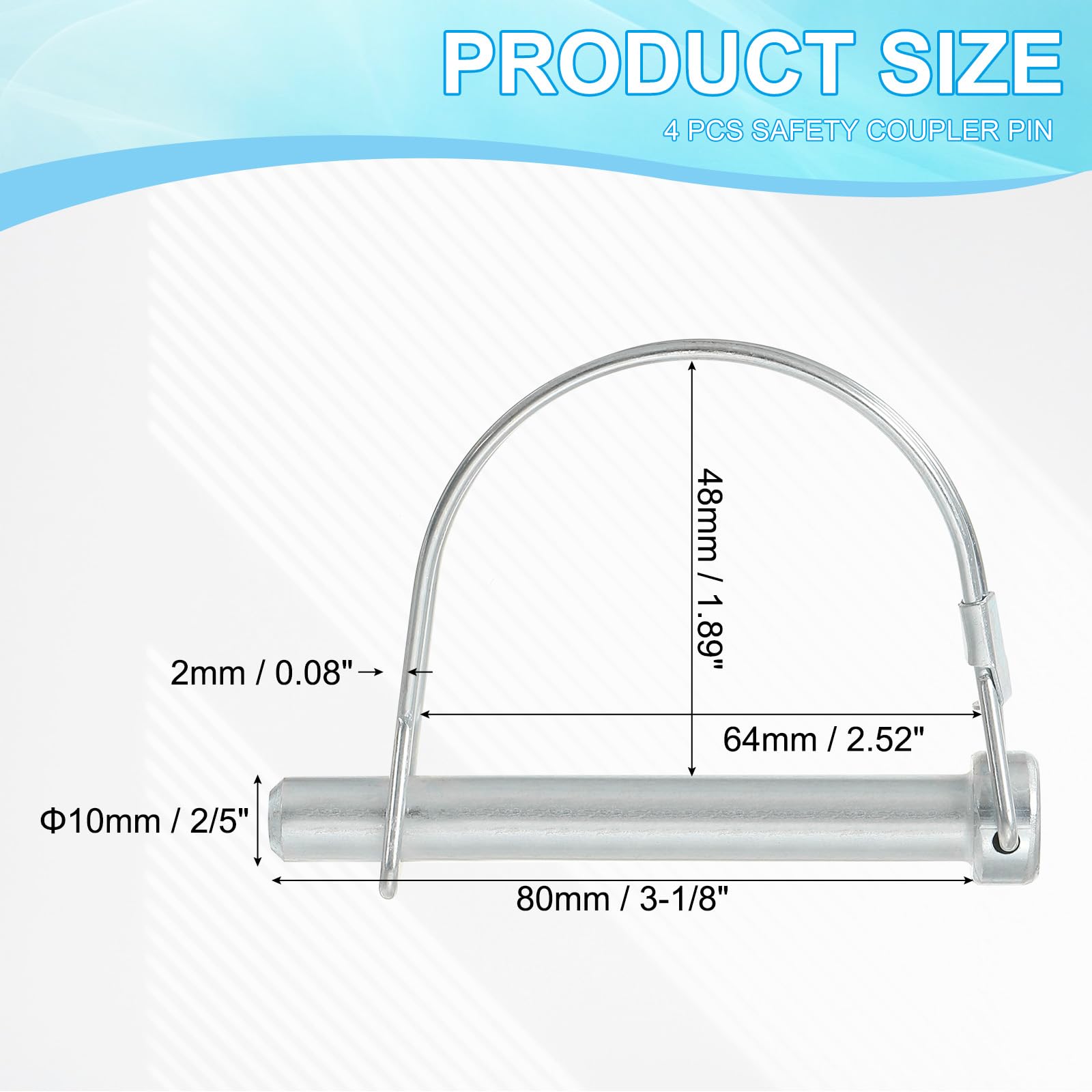 PATIKIL Trailer Coupler Pin 2/5x3-1/8x2.52"(D*L*IW) - Image 2