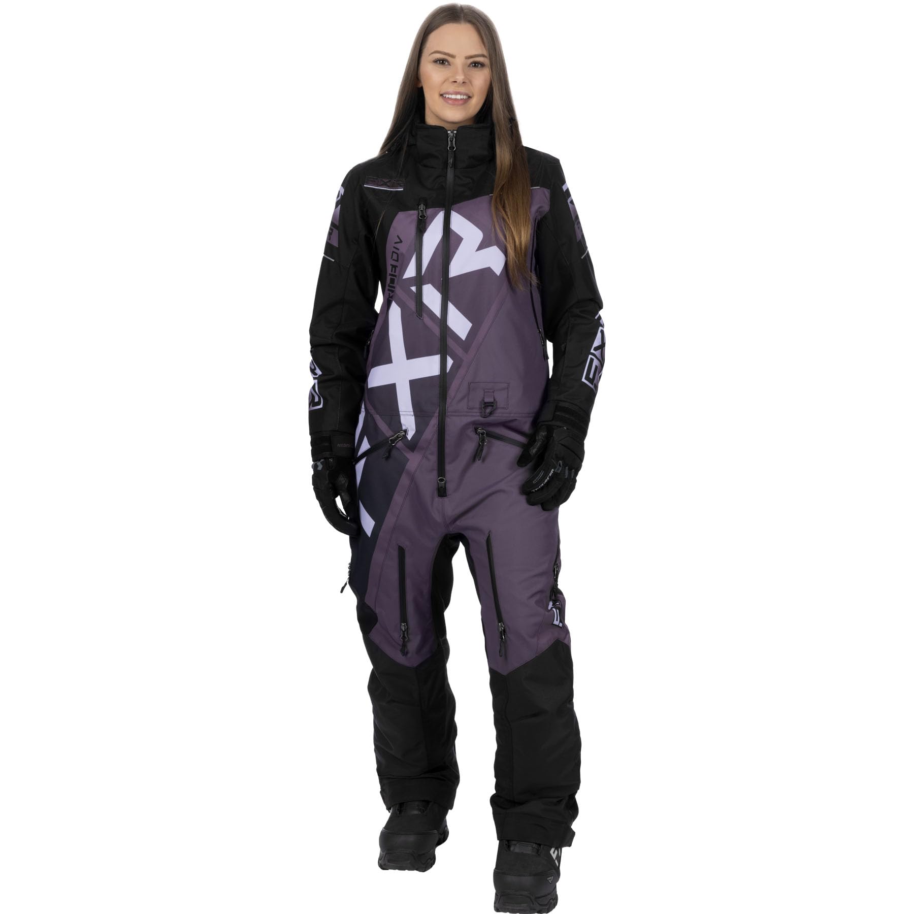 FXR Women's CX F.A.S.T. Insulated Monosuit 2025 (Black/Muted Grape - 4)